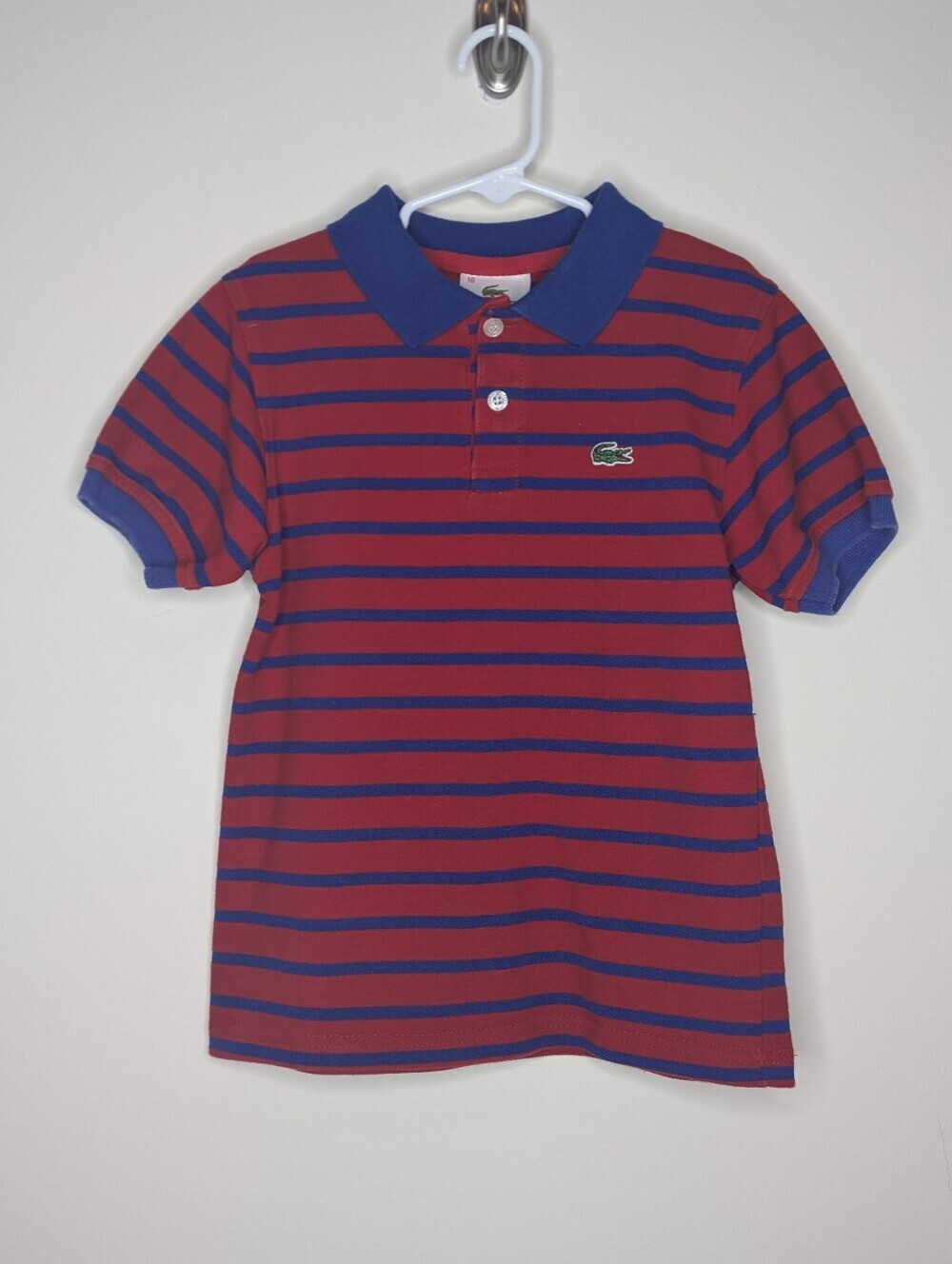 Lacoste Red Blue Stripe Polo Shirt 10